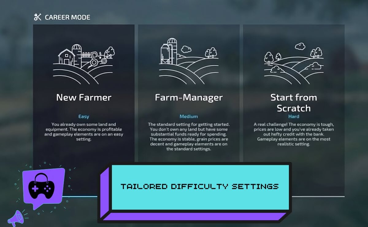 Farming Simulator 22 Ps4&Ps5 tailored difficulty settings